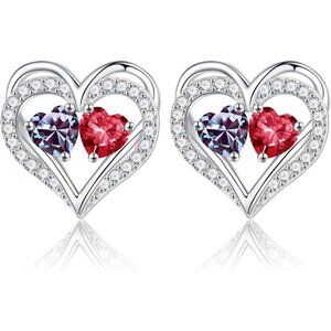 Heart-Shaped Birthstone Earrings for Women